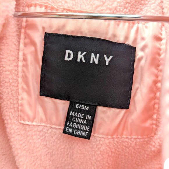 DKNY Blush Pink Winter Snow Suit Pram Onesie Infant Baby Girl 6-9 Months - Picture 2 of 5